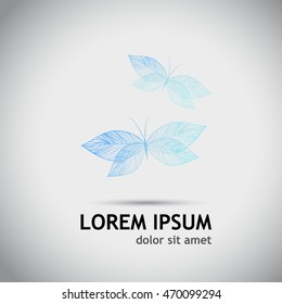 blue Butterflies from leaves. Vector