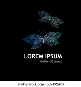 blue Butterflies from leaves. Vector