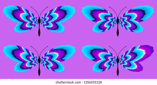 Blue butterflies. Motion illusion.