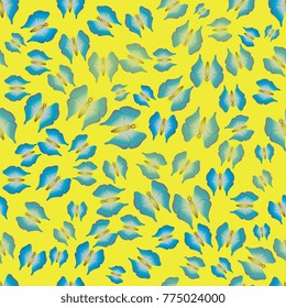 blue butterflies on a yellow background
