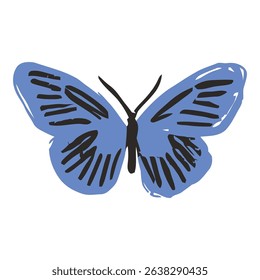 Blue butterfly with abstract lines and minimalist design. Great for modern vector art, simple drawings, and decorative butterfly illustrations for nature-inspired artwork.