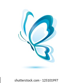 blue butterfly, beauty concept, isolated vector symbol