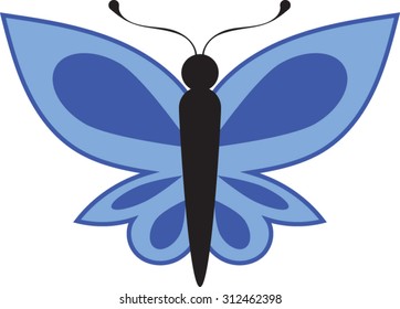 Blue Butterfly - Cartoon - Vector - Illustration 
