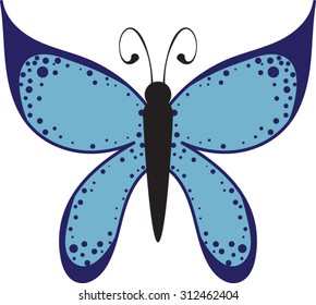Blue Butterfly - Cartoon - Vector - Illustration 