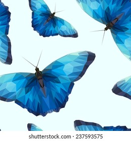 blue butterfly of edges and triangles pattern