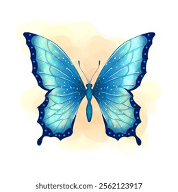 Blue Butterfly with Elegant Wings on Light Background