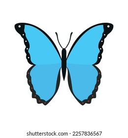 Blue butterfly emoji vector illustration