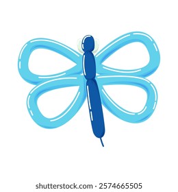 blue butterfly figure with balloons isolated