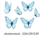 blue butterfly hand drawn design vector
