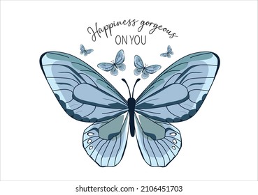 blue butterfly hand drawn design vector 