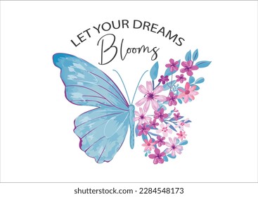 blue butterfly hand drawn design vector 