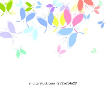 blue butterfly hand drawn design vector Color flying butterflies seamless pattern. 