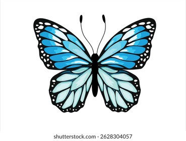 blue butterfly hand drawn design vector