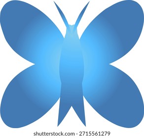 Ilustración azul de la mariposa con el gradiente suave aislado para el diseño del elemento, tarjeta de felicitación	