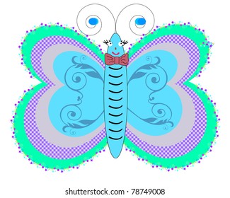 Blue butterfly isolated on white background vector