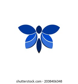 blue butterfly logo icon. vector concept flat abstract design