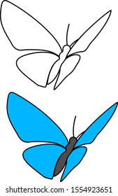 Blue butterfly on white background