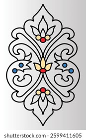 Blue Butterfly on White Background with Floral Design and Heart Elements