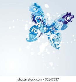 blue butterfly on white background. Vector illustration