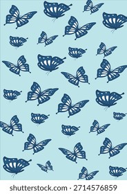 Vector de diseño de fondo de patrón de mariposa azul