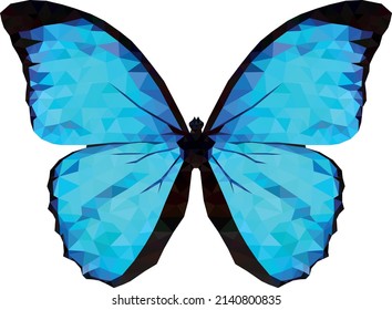 Blue butterfly, polygonal art, butterflies, triangles, blue