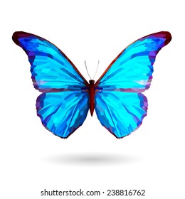 Blue butterfly with polygonal crystal texture - Illustration 