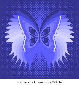 Blue butterfly poster. Vector illustration 10 EPS