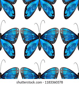 Blauer Schmetterling nahtlose Mustergrafik