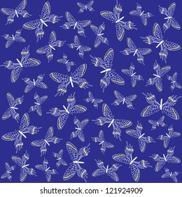 Blue Butterfly seamless pattern vector background