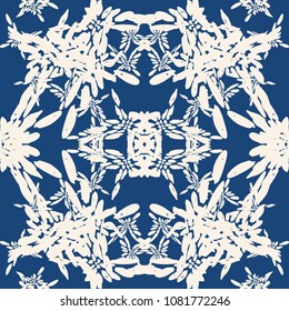 Blue butterfly seamless print. Moth graphic pattern. Cute vector design. Retro stylized tile. Fly insect background. Romantic butterfly continuous swimwear ornament. Natural organic moth print.