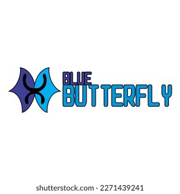 Blue butterfly text vector, for free logo or icon design.