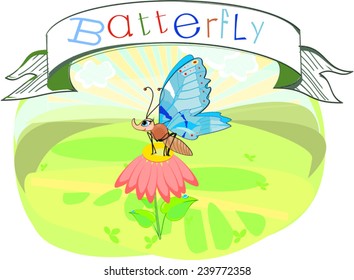 Blue butterfly with title