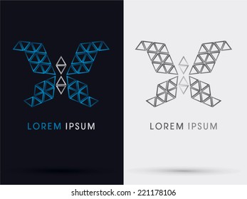 Blue Butterfly  triangle abstract logo, symbol, icon, graphic, vector.