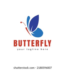 blue butterfly vector design, leaf wings.