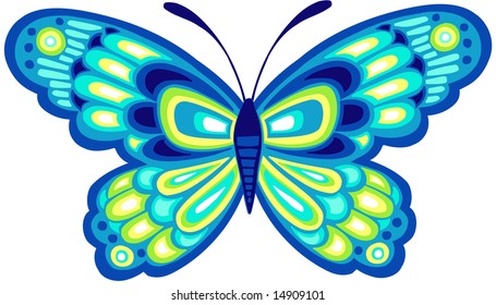 Blue Butterfly Vector Illustration
