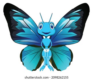 Blue butterfly winged ant vector graphics. ants and butterflies are types of insects.