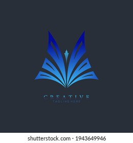 Blue of Butterfly wings logo template, symbol of luxury