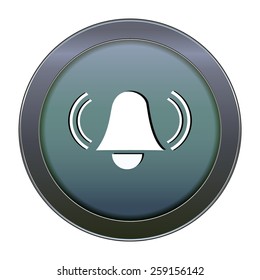 Blue button alarm on the white background