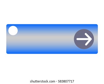 Blue button with arrow symbol on a white background. Vector illustration