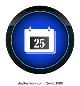 Blue button calendar on the white background