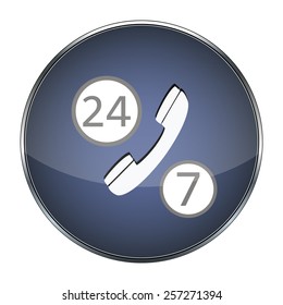 Blue button call center on the white background