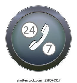 Blue button call center on the white background
