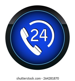 Blue button call center on the white background