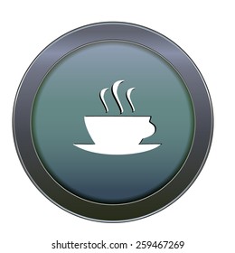 Blue button cup coffee on the white background