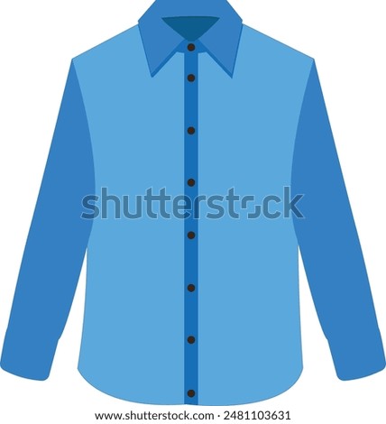 blue button down formal shirt front side, long sleeve shirt, created from repurposed men's dress shirts