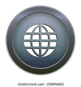 Blue button earth on the white background