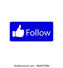 Blue Button Follow Sign