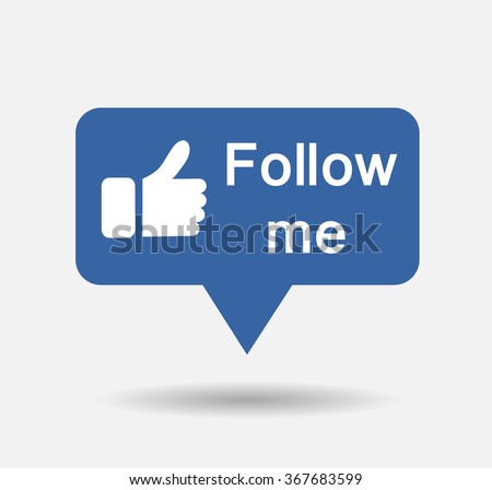 Blue Button Follow us isolated counter notification  Vector Logo, JPG, JPEG, EPS. Icon Button.Flat Social Media Sign