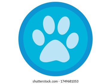 Blue button of the footprint of an animal.