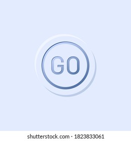 Blue Button Go Icon. Concept Of Activate, Call To Action, Idea Launch, Proceed Of Action, Begin Of Doing. Modern Graphic Web Design Element Isolated For Sites And Apps